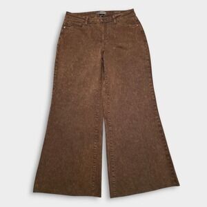 Judy Blue Jeans Womens Wide Leg Garment Dyed Denim Pants Size 16W Rustic Orange